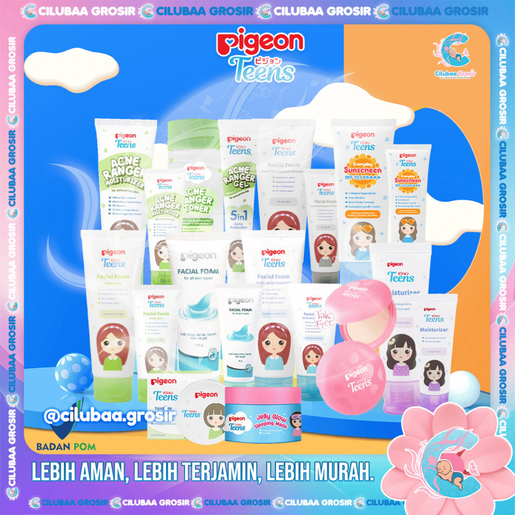 PIGEON TEENS Facial Foam 100gr || 40gr || Moisturizer 20mL || Face Powder 12gr || Sunscreen 30mL || 