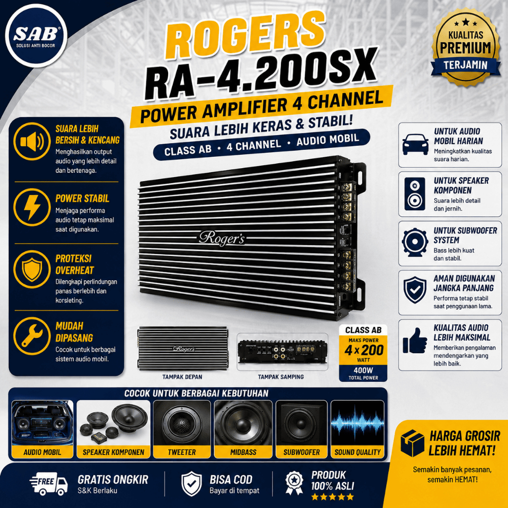 Rogers RA-4.200SX 4-Ch Class AB Amplifier
