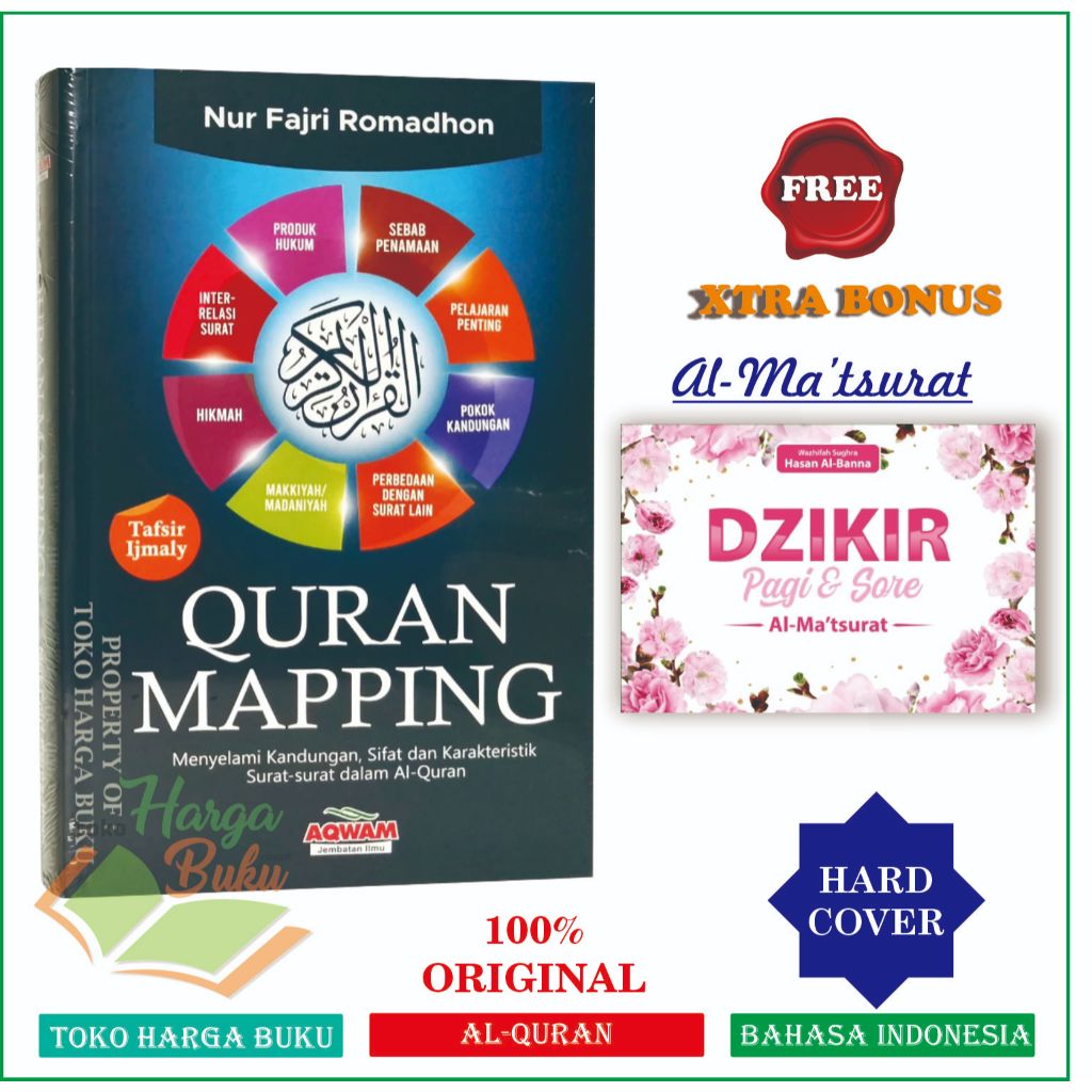 Foto Buku Quran Mapping BONUS Almatsurat Bunga ORIGINAL Hard Cover Menyelami Kandungan 114 Surah Al-Qur'an - AQWAM