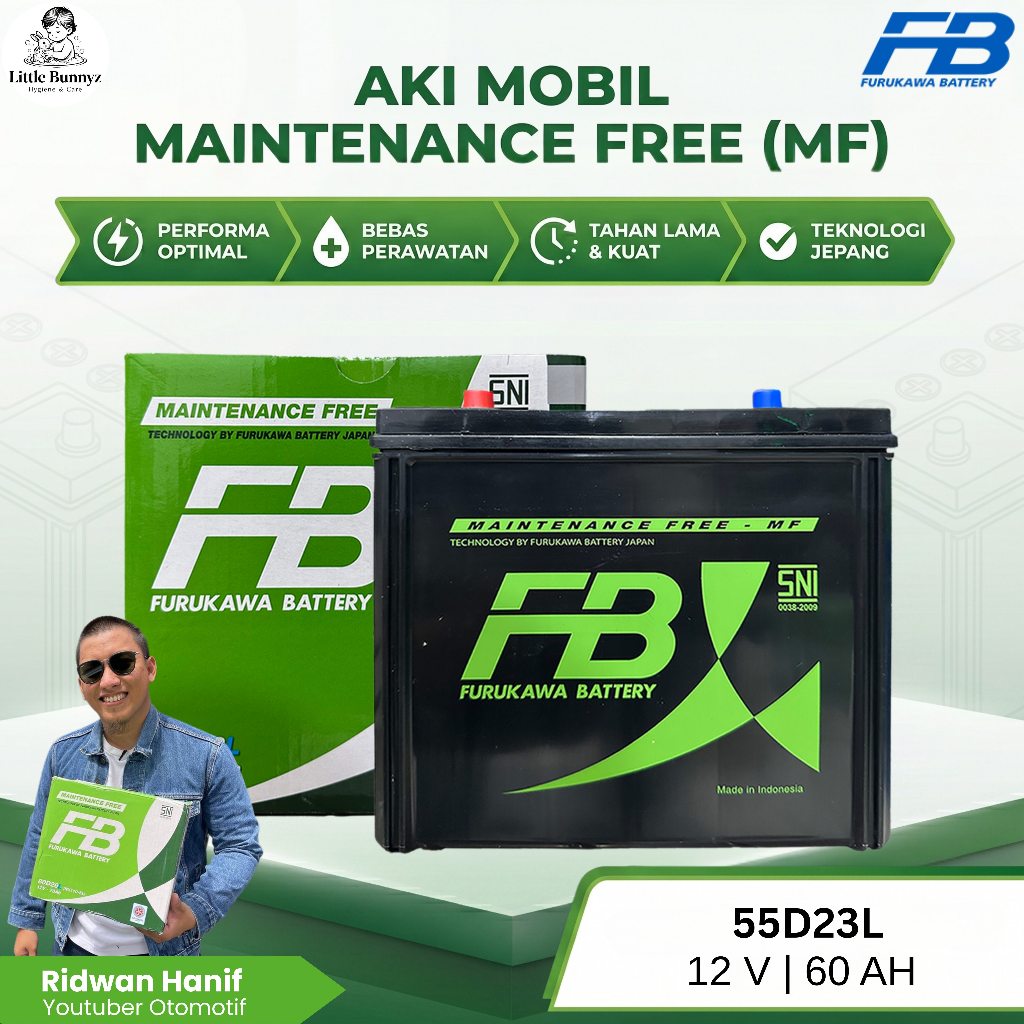 Furukawa Battery / FB Aki Mobil 55D23L 60Ah - Aki Kering
