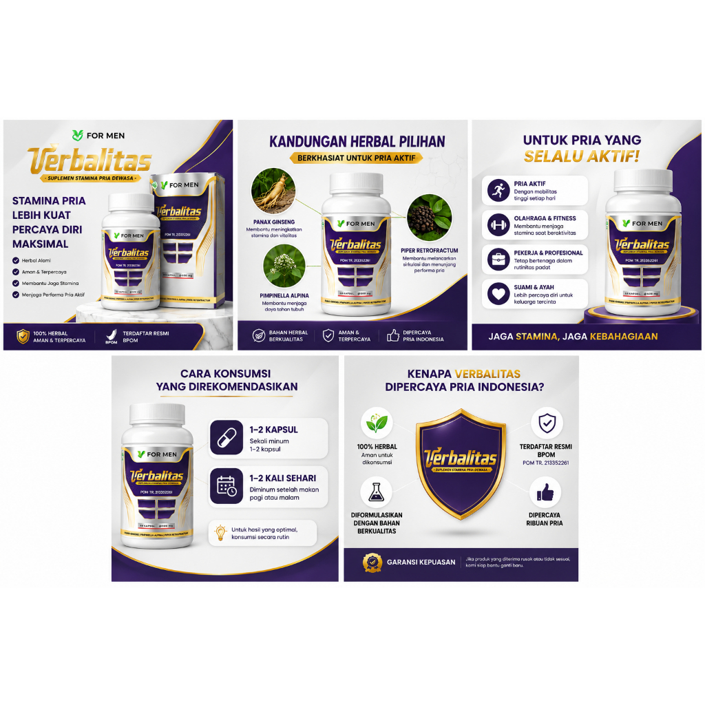 Suplemen Stamina Pria Dewasa Verbalitas Herbal 100% BPOM Untuk Aktivitas Maksimal