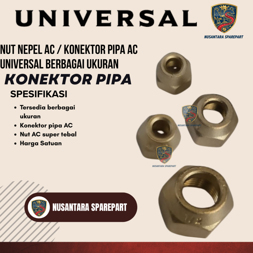Nut Nepel Ac / Konektor Pipa Ac Universal Berbagai Ukuran