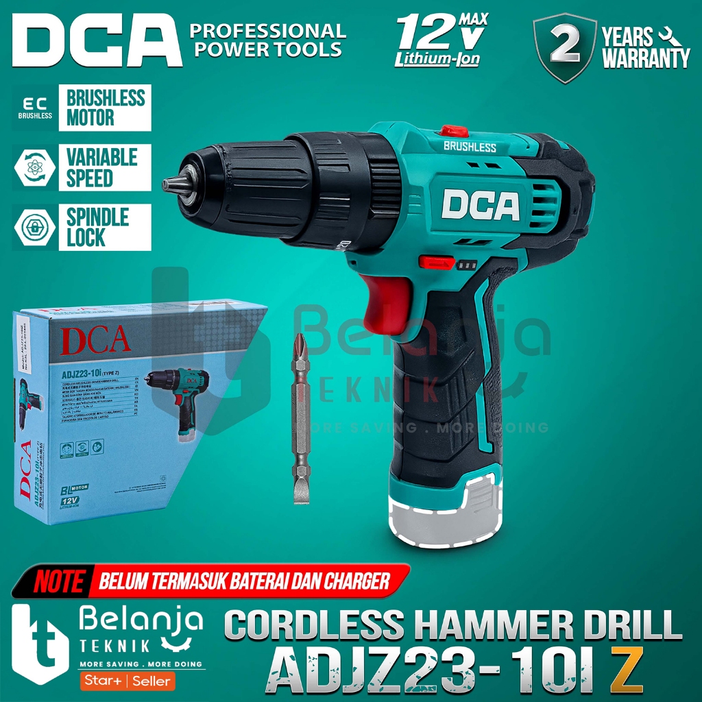 Mesin Bor Tangan Baterai DCA ADJZ23-10i Z Hammer Drill Cordless Brushless 20V DCA ADJZ 23 10i Z Unit