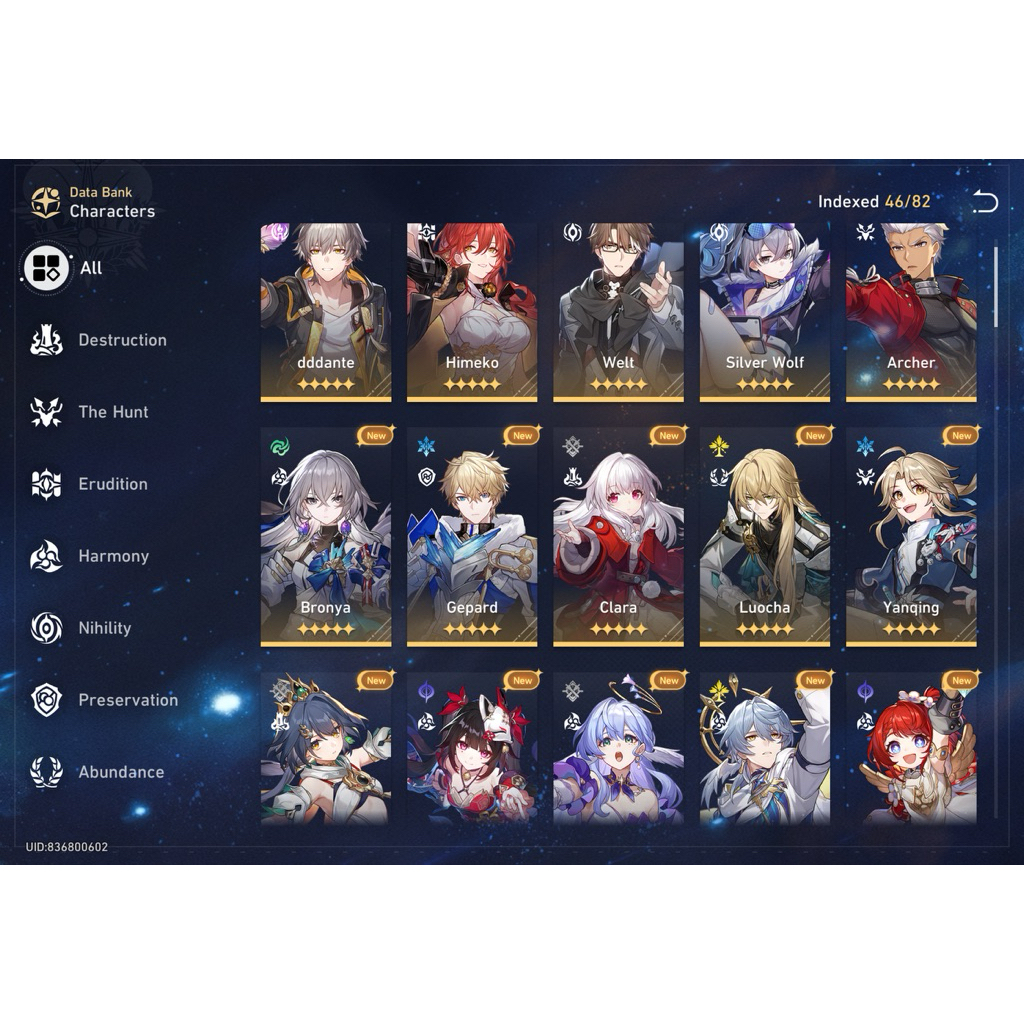 Akun Honkai Star rail F2P Asia (Indonesia) Pribadi, Banyak 5 Star Fully Build, Castorice Premium, Ph