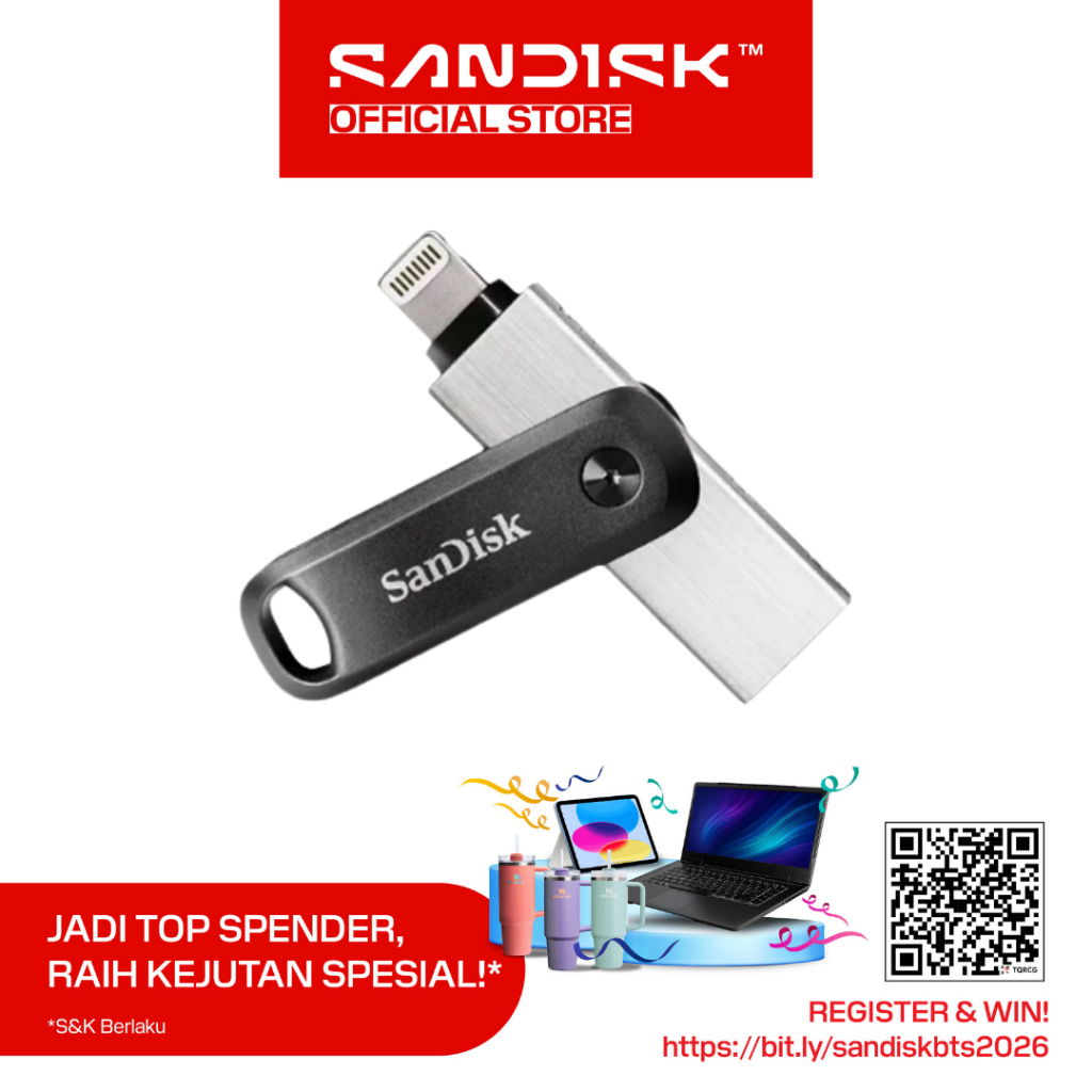 SANDISK Ixpand GO 64GB / 128GB / 256GB Flash Drive OTG Lightning USB 3.0 For Iphone / Ipad