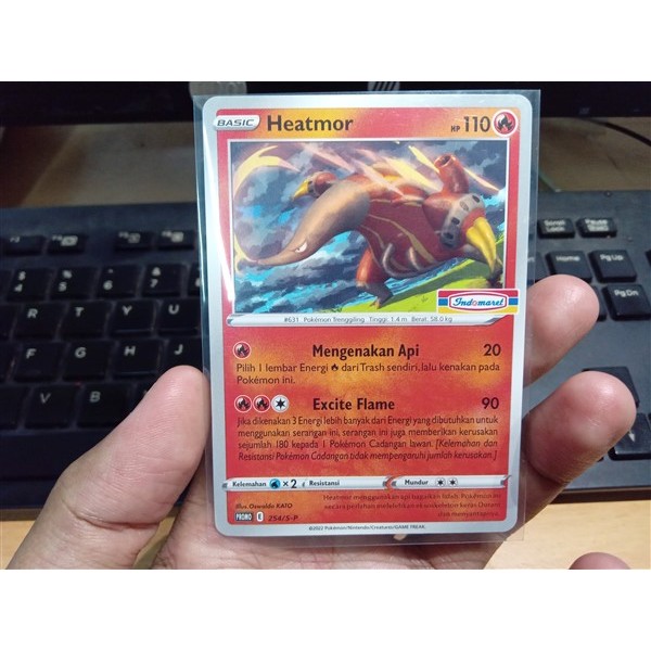 KARTU MAINAN ANAK HIASAN UNTUK BINDER KOLEKSI POKEMON HEATMOR PROMO INDOMARET