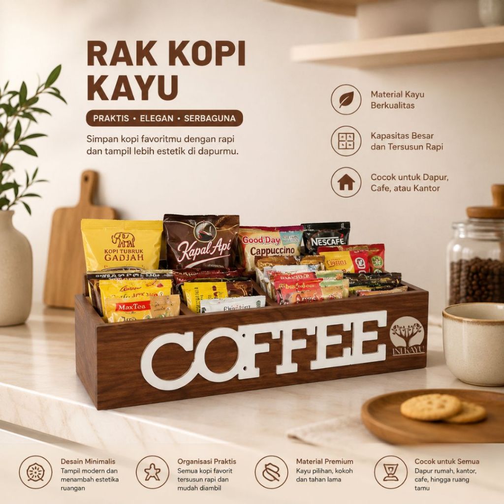 Rak Kopi Sachet Rak Coffee Minimalis Dekorasi Rumah