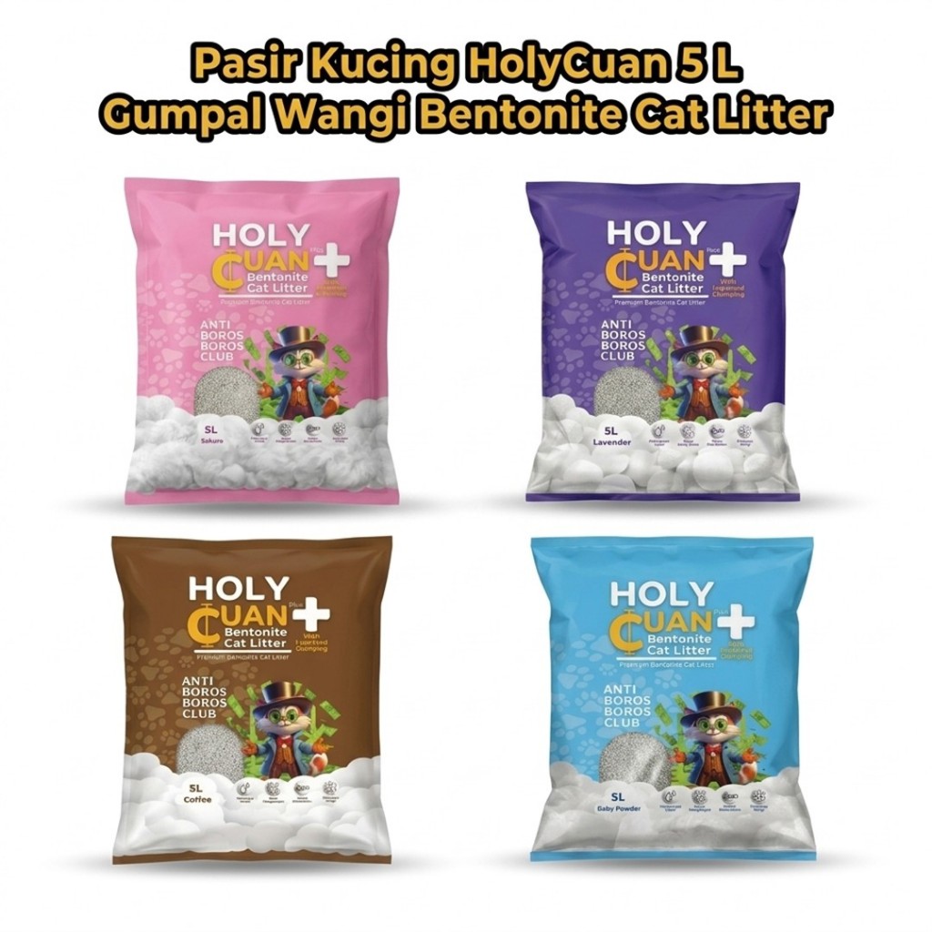 Pasir Kucing Gumpal Wangi Murah Holy Cuan HolyCuan Cat Litter 5 Liter