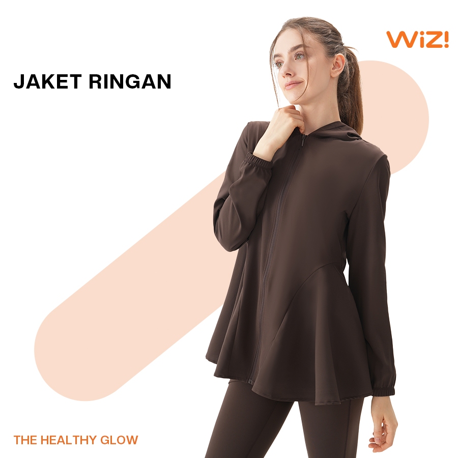 WiZi Jaket Hoodie Olahraga Wanita Tipis Adem Ringan Anti UV Training Gym Lari Tenis Santai