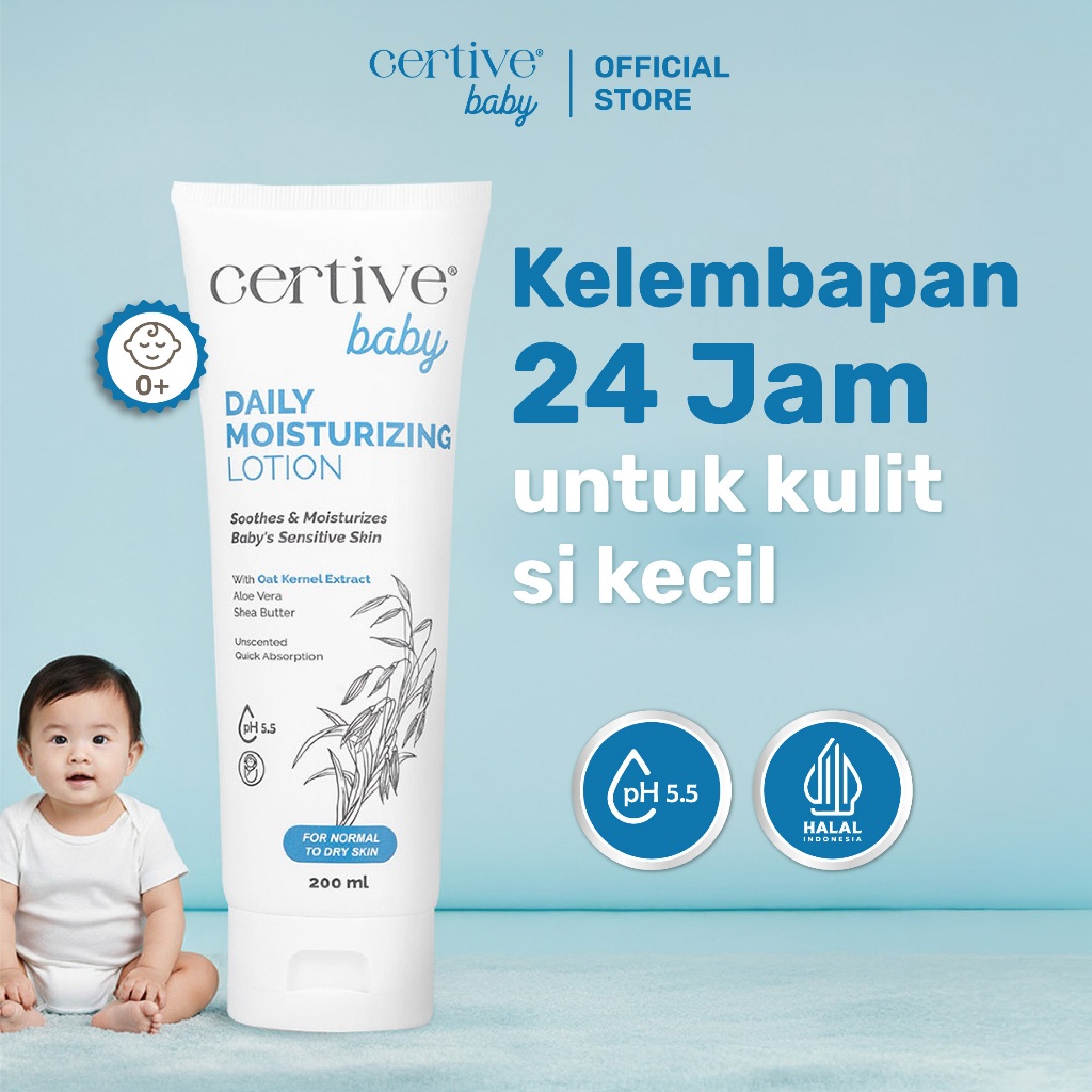 CERTIVE Daily Moisturizing Lotion Bayi - Lotion Bayi Harian Melembapkan untuk Kulit Kering Tanpa Par
