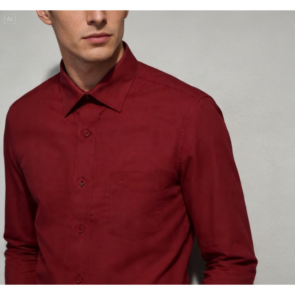 ARROW 100% Full Katun Kemeja Merah Adem Lembut Lengan Panjang Ukuran S M L Reguler ARR 25