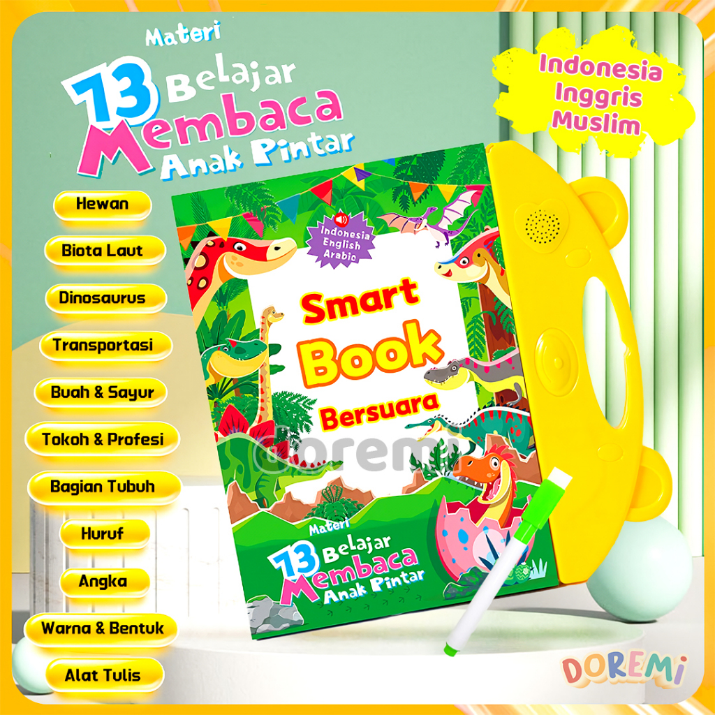 DOREMI Smart Book Bersuara Ebook Bahasa Indonesia Inggris 13 Materi Belajar Baca Buku Pintar Sound