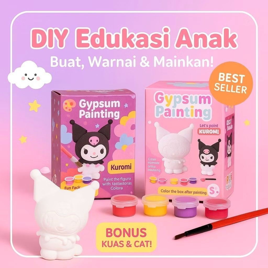 DIY mewarnai patung gypsum / DIY edukasi anak gypsum painting / patung gypsum