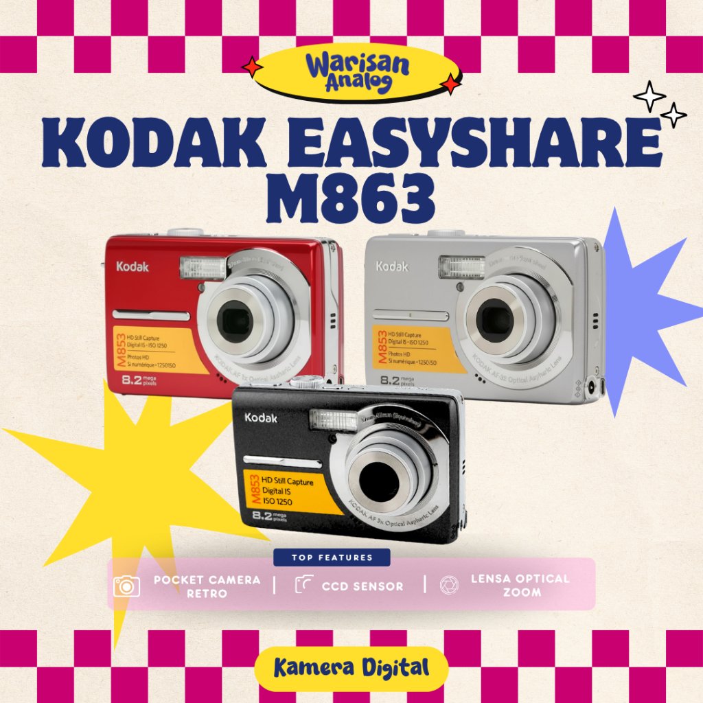 DIGICAM KODAK EASYSHARE M863 (BEST SELLER) DIGITAL CAMERA KAMERA DIGITAL POCKET PAKAI MEMORYCARD