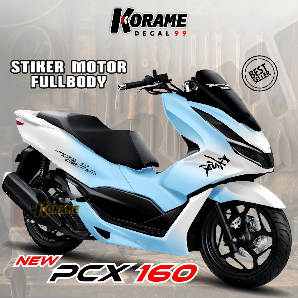 Decal Sticker Motor PCX 160 Fullbody  - Stiker Variasi Honda PCX 160 Motif White Bunglon Japan