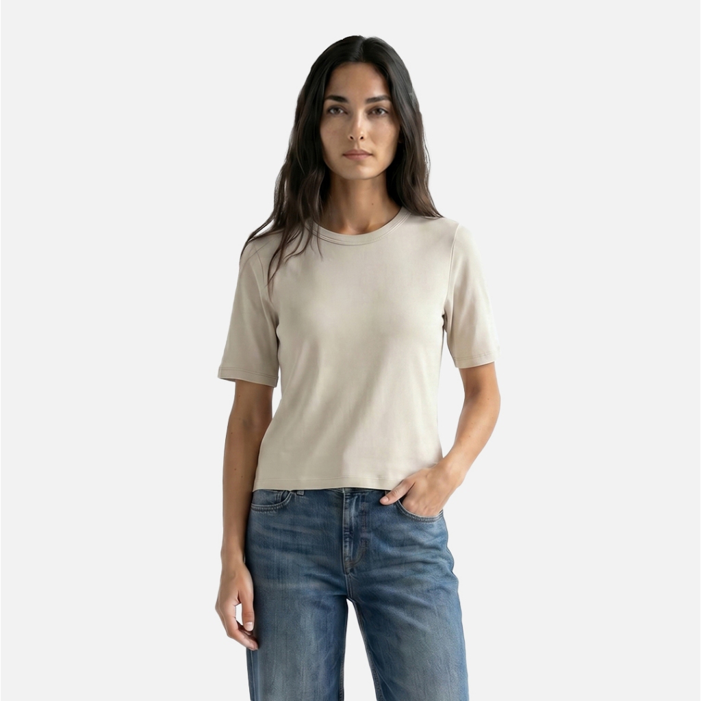 Mississippi Basic T Shirt Atasan Wanita Kaos LIN000793M Cream