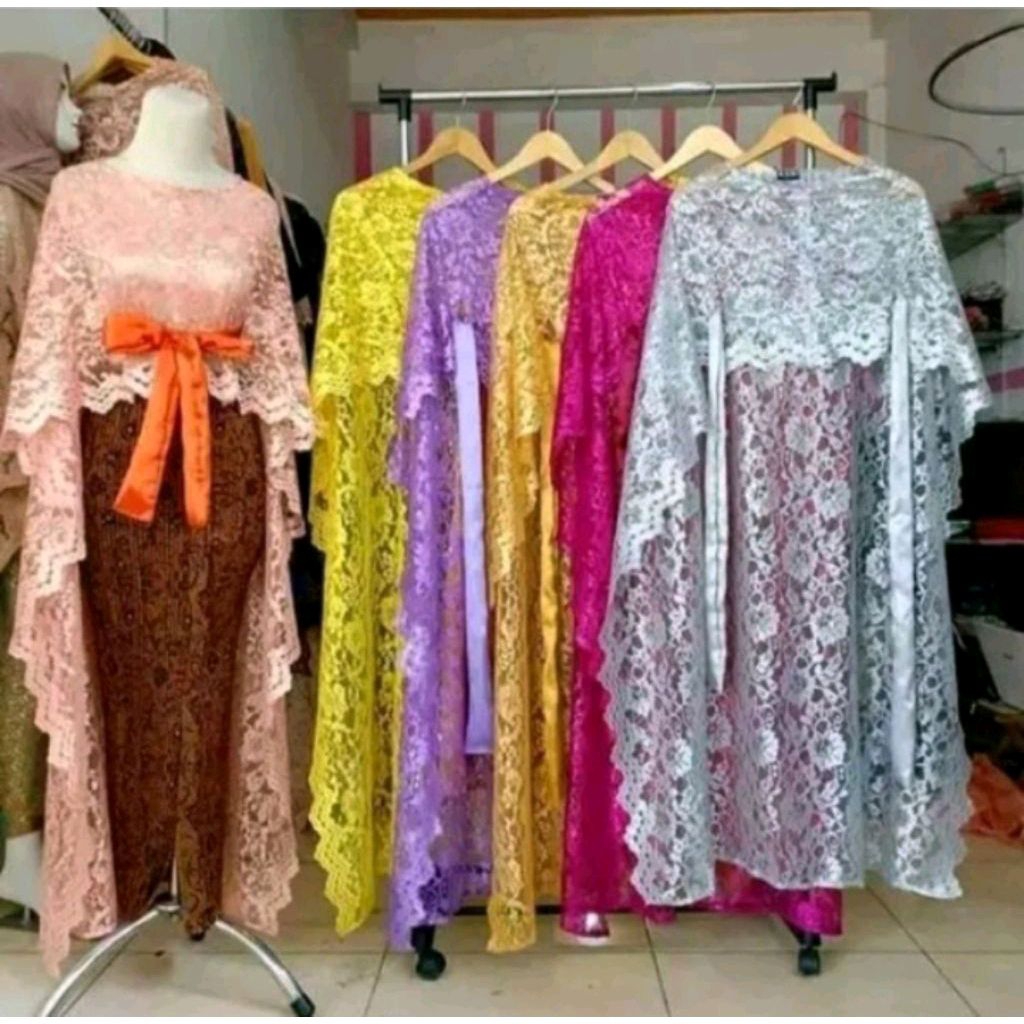 Brukat bolero cape brukat hitam