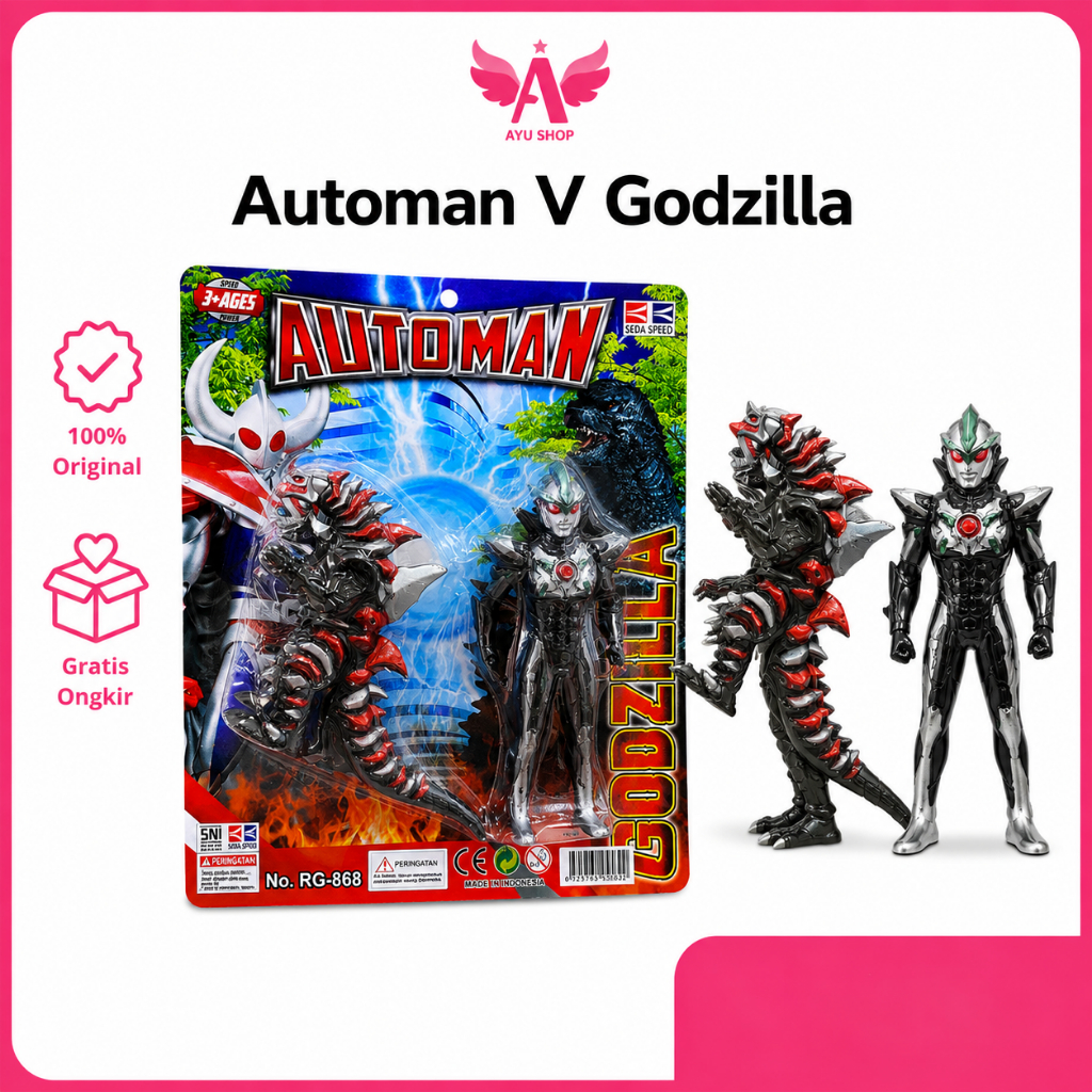 Mainan Anak Robot Automan V Godzilla Lampu Dada Mainan Anak Anak