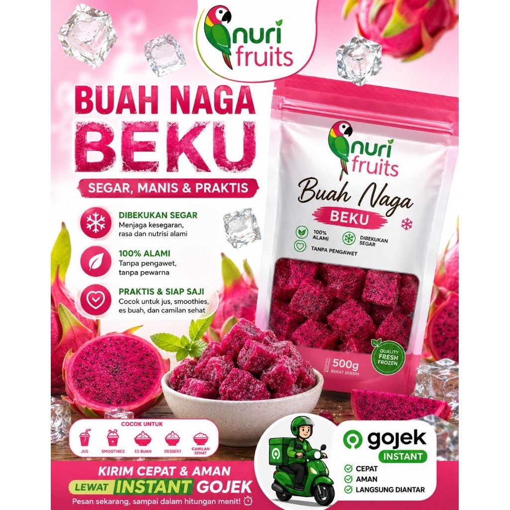 Buah naga beku 1kg|buah segar bandung|nuri fruits|buah beku bandung|buah frozen bandung|frozen|buah 