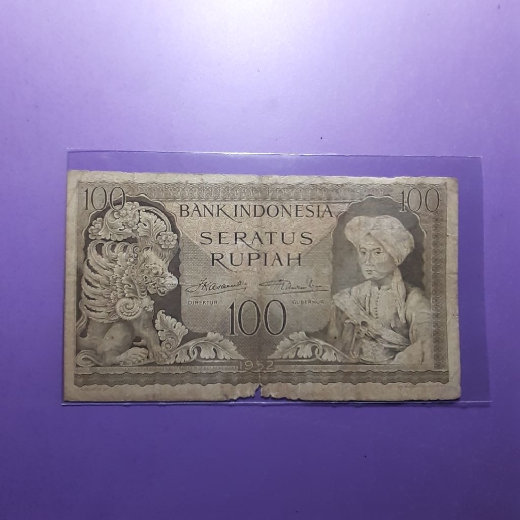 uang kuno 100 rupiah budaya tahun 1952
