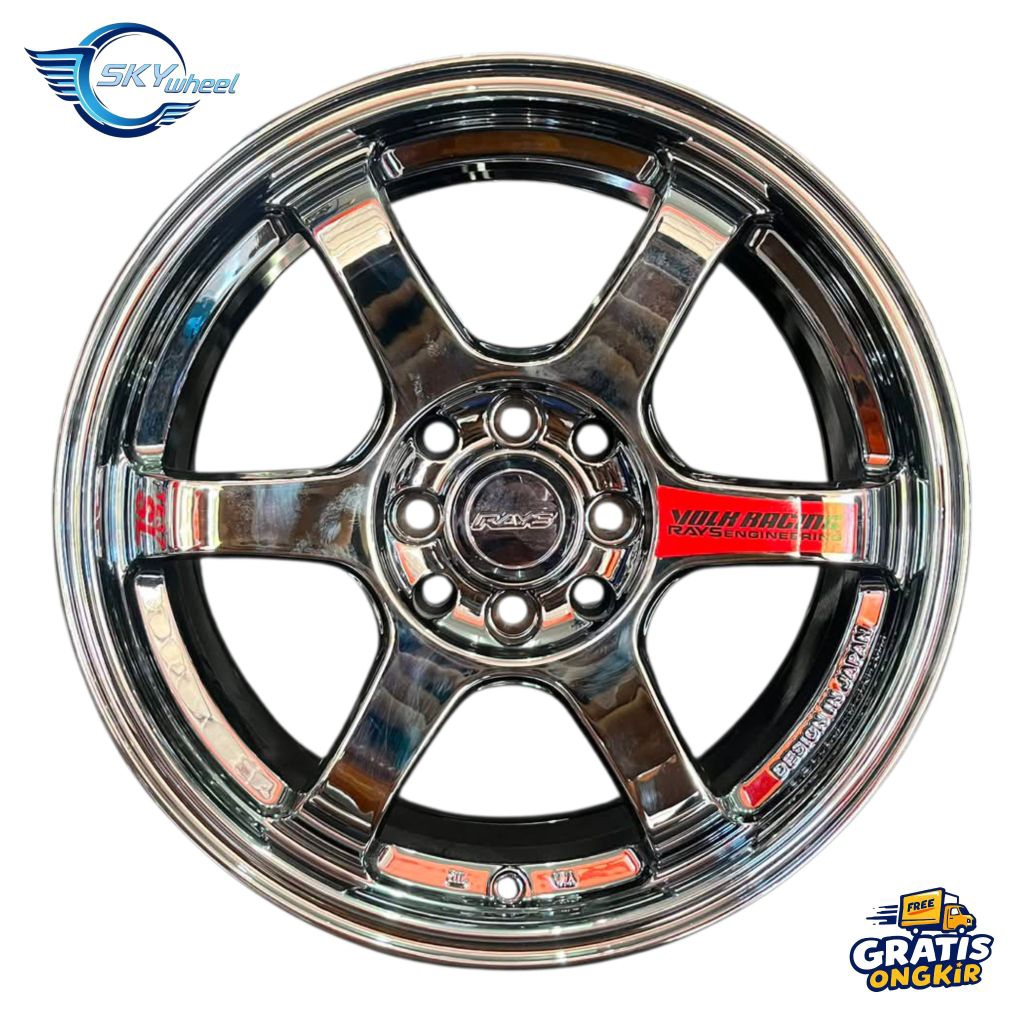 Velg Rays TE37 R16 Lebar 7 Rata Pcd 4X100-114,3 Et 42 Warna Black Chrome