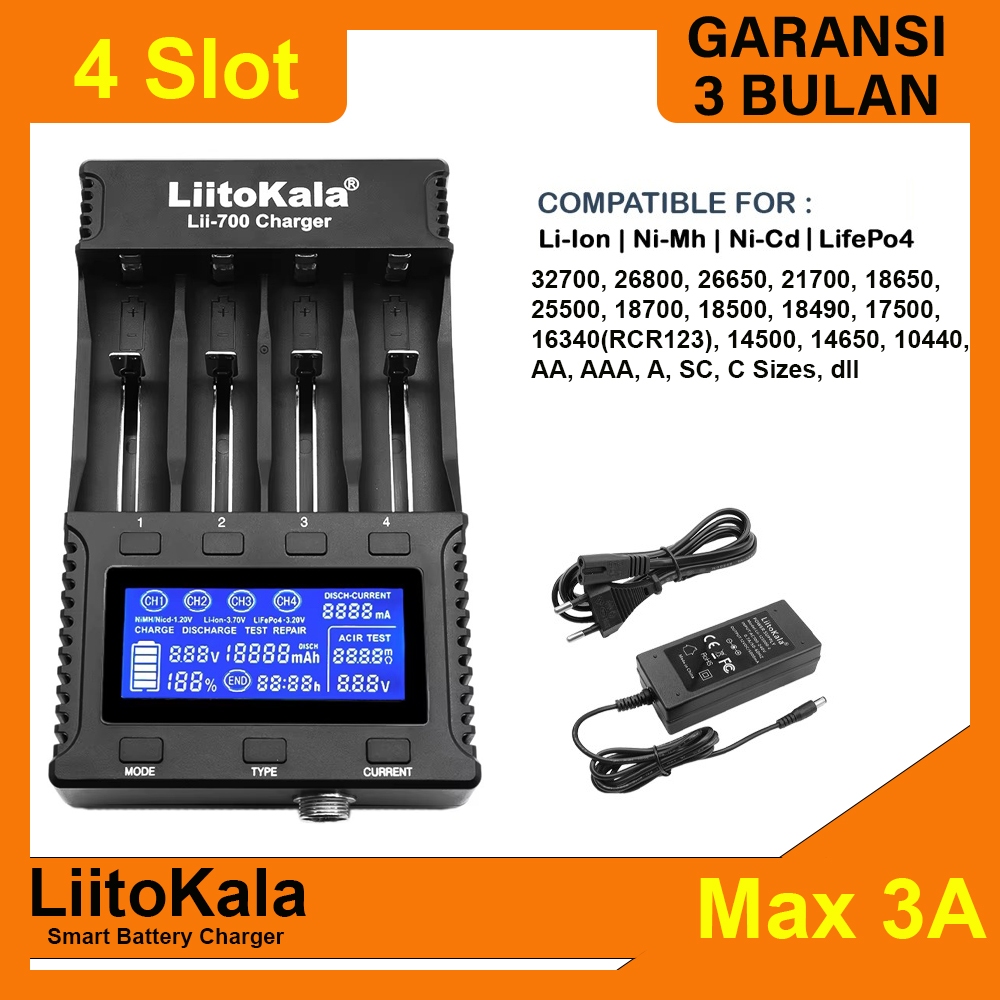 LiitoKala Lii-700 Charger Baterai Fash Charging 3A