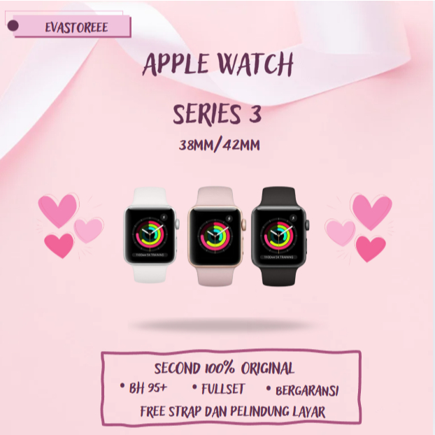 Apple Watch/iWatch Series 3 38MM/42MM Second 100% Original Fullset Bergaransi Ex internasional