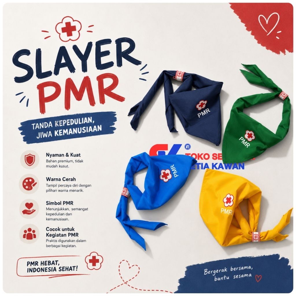 Scraf / Slayer PMR Hijau, Biru muda, Muda Dongker dan Kuning