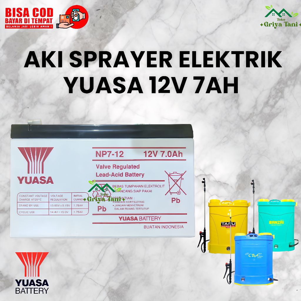 Aki Sprayer Elektrik YUASA 12V 7AH 100% ORIGINAL