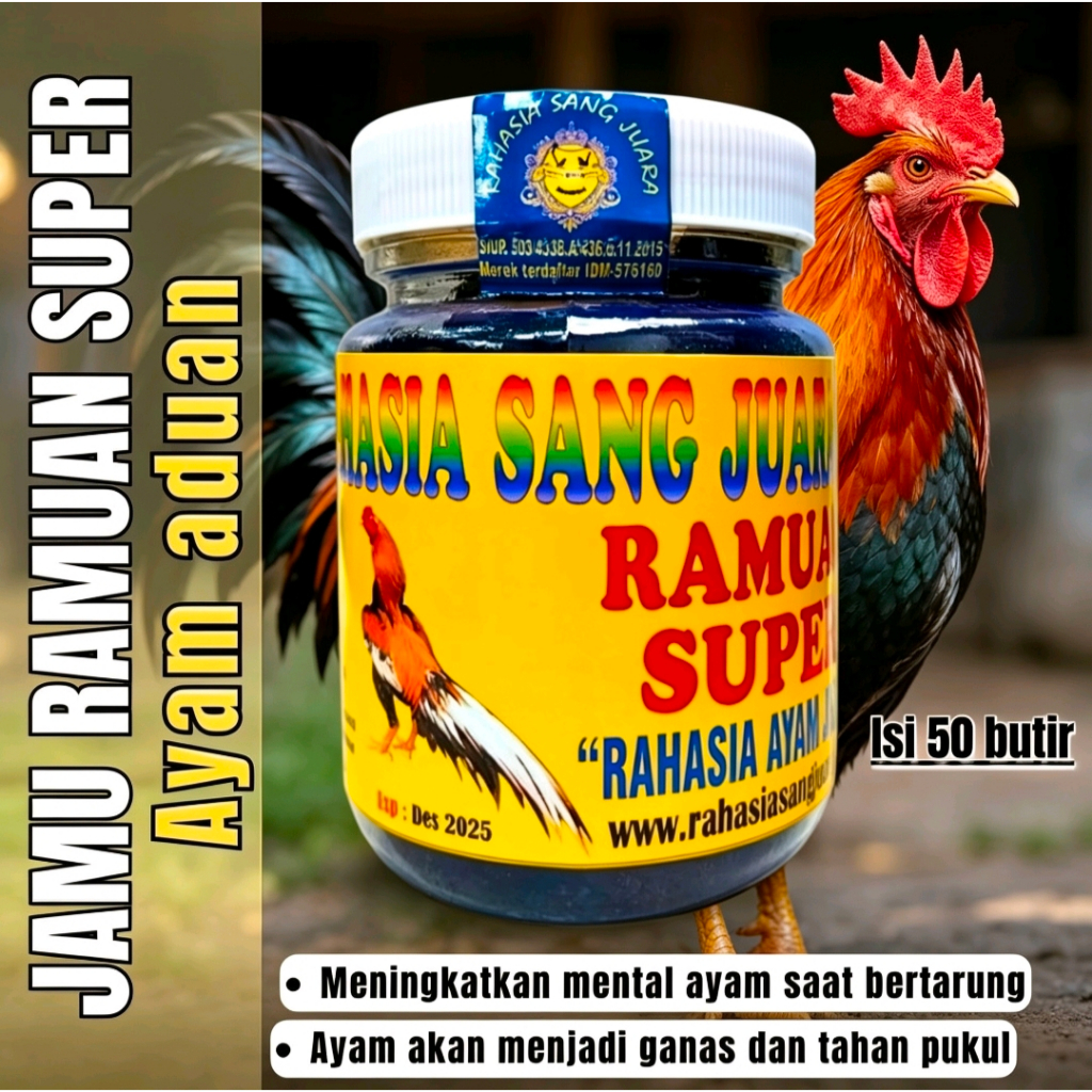 Ramuan super ayam aduan isi 50 Butir - Meningkatkan Mental dan stamina Ayam aduan