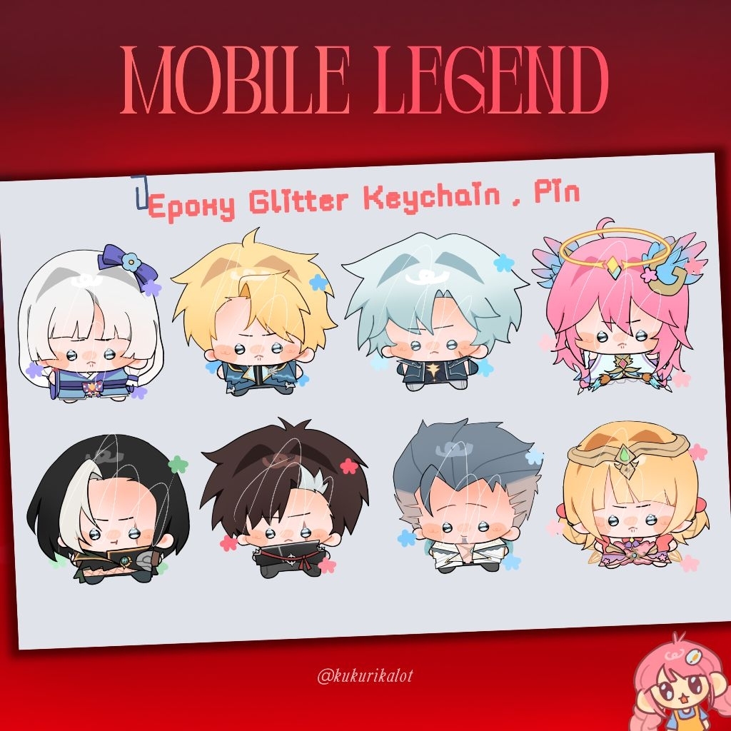 KUKURIKALOT | MobileLegend Epoxy Glitter Keychain, Pin  ( BATCH 2 )