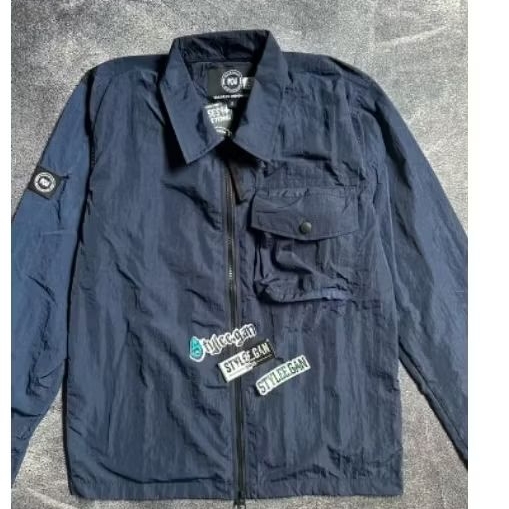 TROUBLEMAKER OVERSHIRT JACKET NAVY- SAKU DI DALAM(SECOND)