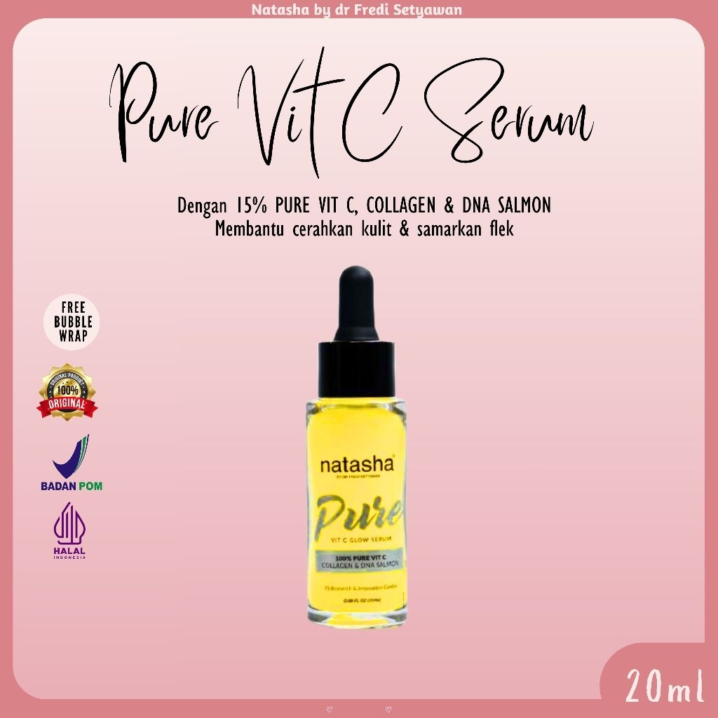 NATASHA  Pure Vit C Serum, Serum Vitamin C, DNA Salmon, Serum Natasha, Serum Glowing, Collagen