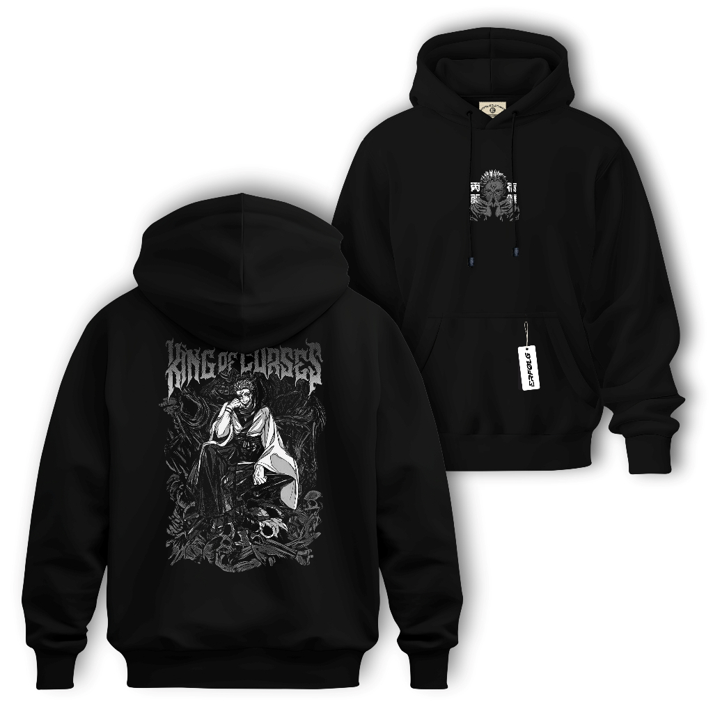 Sweater Hoodie Anime Jujutsu Kaisen Sukuna Bahan Fleece Tebal Premium Sweter Hodie Pria Hitam Distro