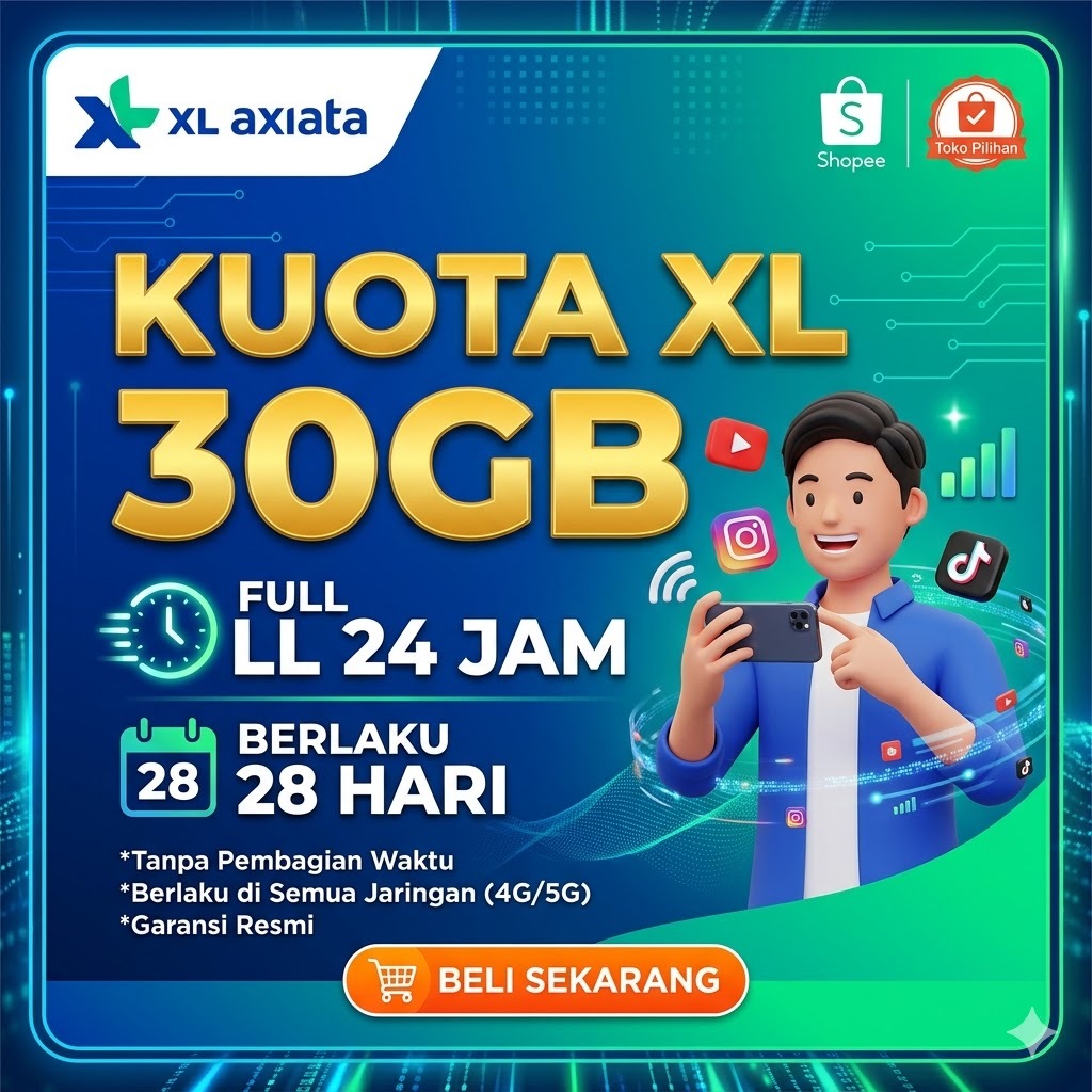 XL Unlimited Nasional Full 24 Jam Kuota Internet Nonstop