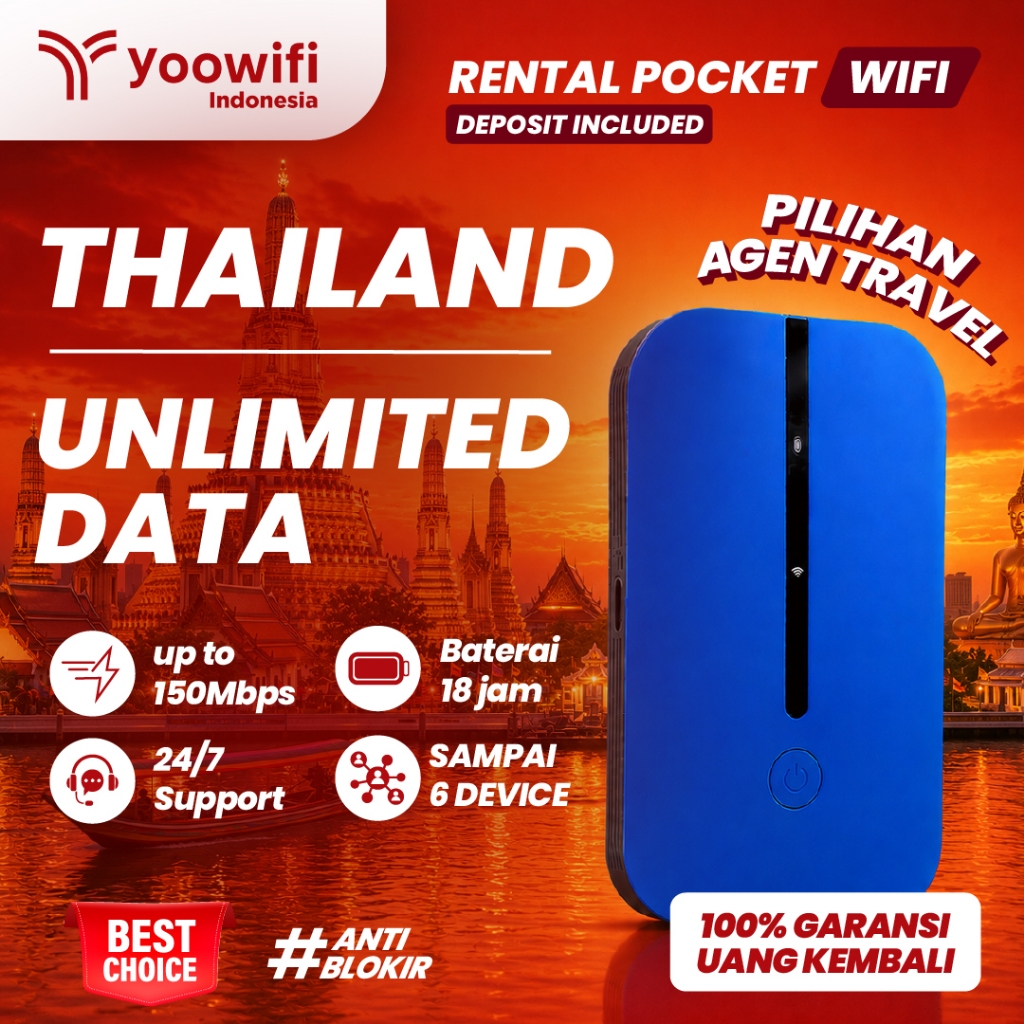 Yoowifi Pocket Wifi Thailand Unlimited Highspeed | Include Deposit | Wifi Portable Internet Roaming 