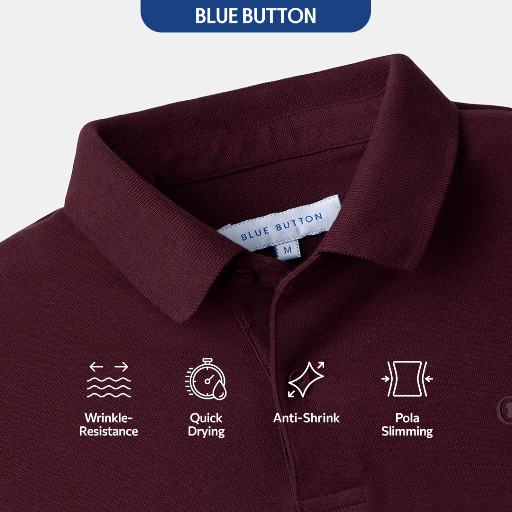 BLUEBUTTON Polo Shirt Pria Red