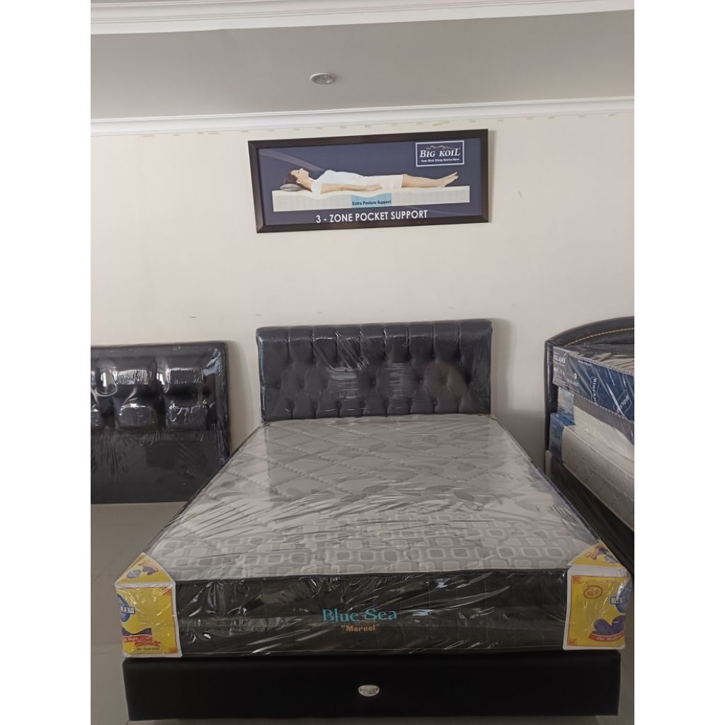 BIGLAND SPRINGBED MARCEL BLUE SEA ~ MATRAS ONLY/SET DIVAN+HB