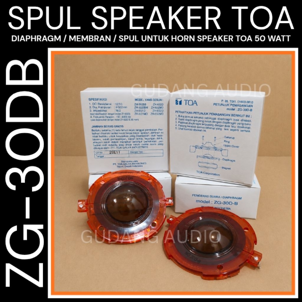 2 UNIT SPUL MEMBRAN TOA ZG-30DB SPUL CORONG SPEAKER TOA ZG 30 50 WATT