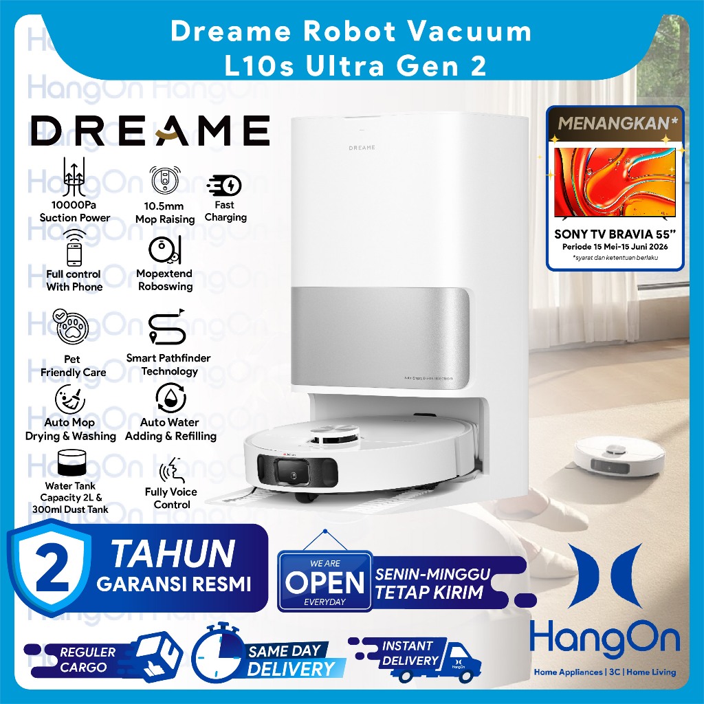 Dreame L10s Ultra Gen 2 Robot Vacuum dan Mop | 11,000Pa Suction Power | Auto Empty & Wash