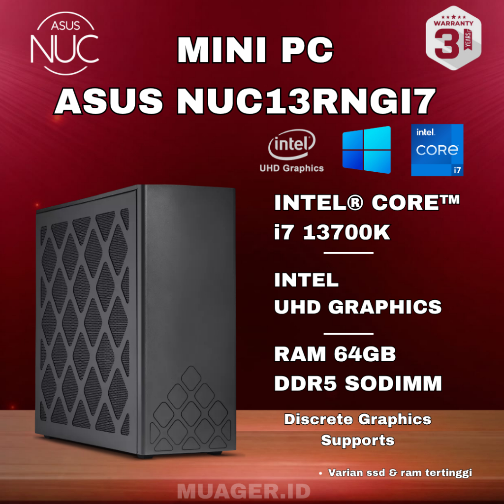 MINI PC INTEL ASUS NUC13RNGI7 / ASUS NUC CORE i7 13700K | FULLSET WIN11 +RAM +SSD | ASUS NUC13RNGI7