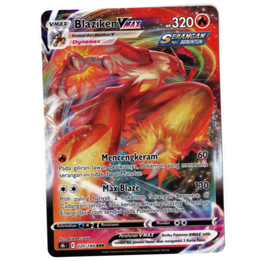Blaziken VMAX 020/184 Pokemon VMAX Klimaks - TCG Kartu Pokemon Indonesia
