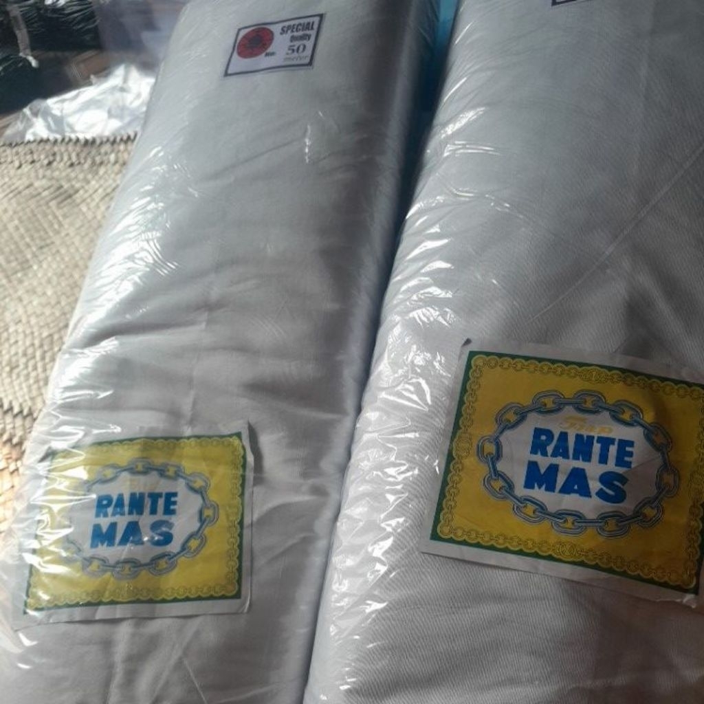kain kafan mori 1 roll lebar 150cm panjang  50mtr 1 roll cap rantai emas