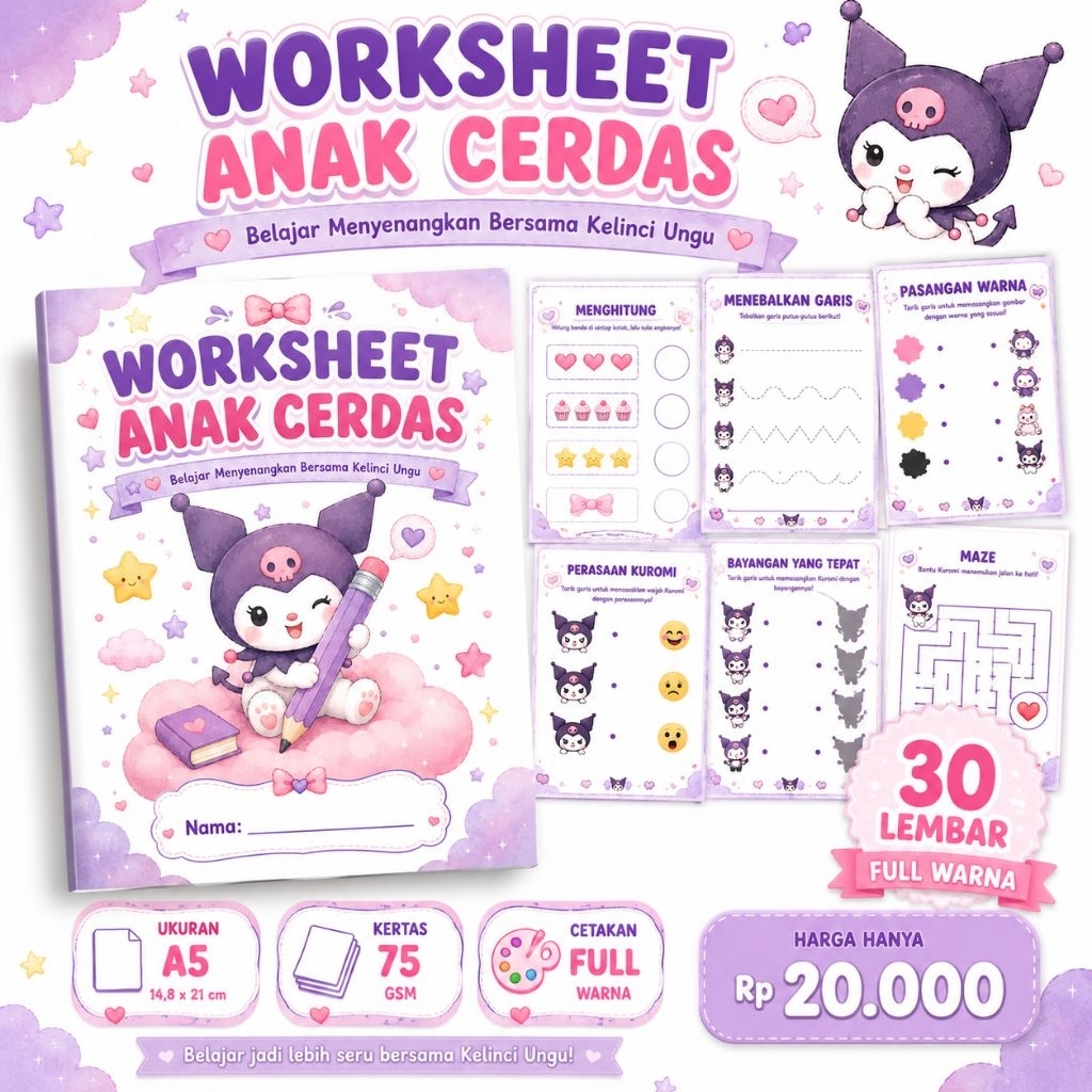 WORKSHEET LATIHAN SOAL ANAK CERDAS TK B
