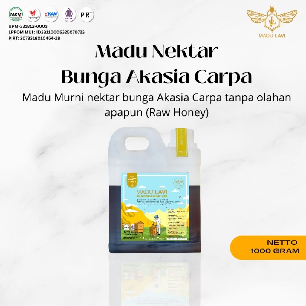 Madu Lavi Murni Asli Nektar Akasia 1000gram Grade A 100% Alami Pure Raw Honey