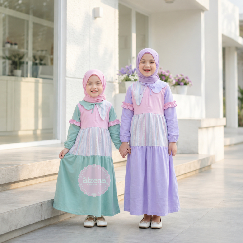 Alzena Kids Moslem - Baju Muslim Anak Perempuan Elegan dan Nyaman Seharian Syakila