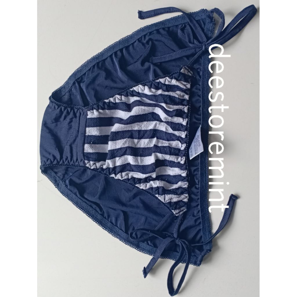 navy panties garis cd biru tali samping