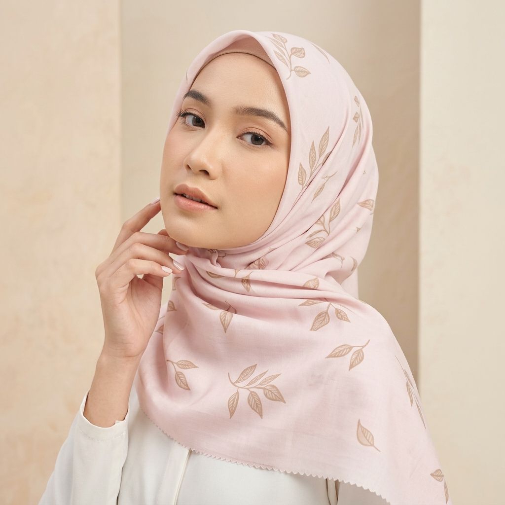HIJAB VOAL MOTIF TERBARU SHAYLA SERIES/HIJAB VOAL MOTIF DAUN SERIS KODE FC62/HIJAB SEGI EMPAT VOAL M