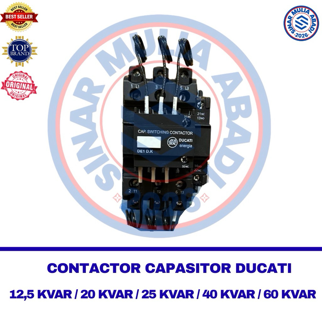 CONTACTOR CAPASITOR DUCATI 12,5 KVAR/ 20 KVAR/ 25 KVAR/ 40 KVAR/ 60 KVAR NEW ORIGINAL