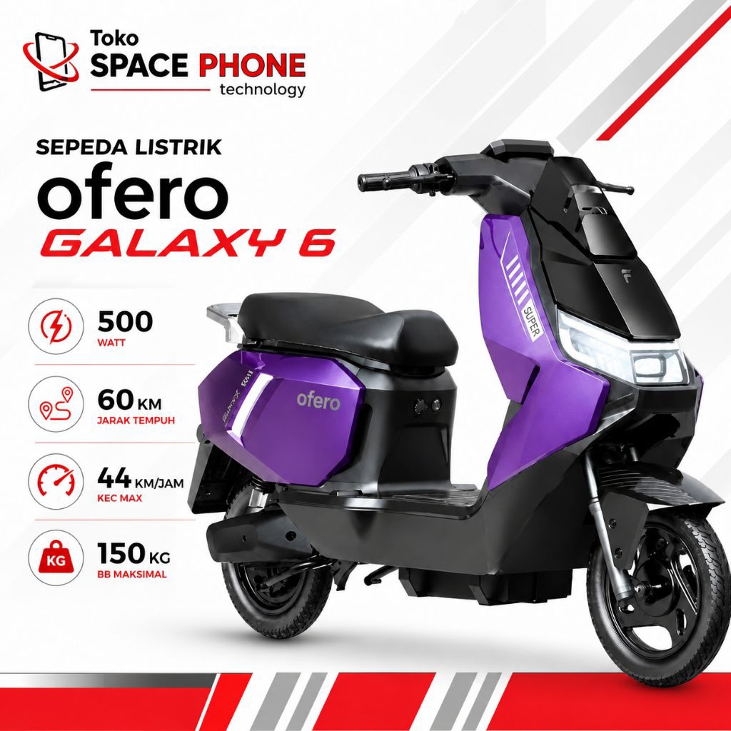 Sepeda Listrik Ofero Galaxy 6 500 watt baterai SLA